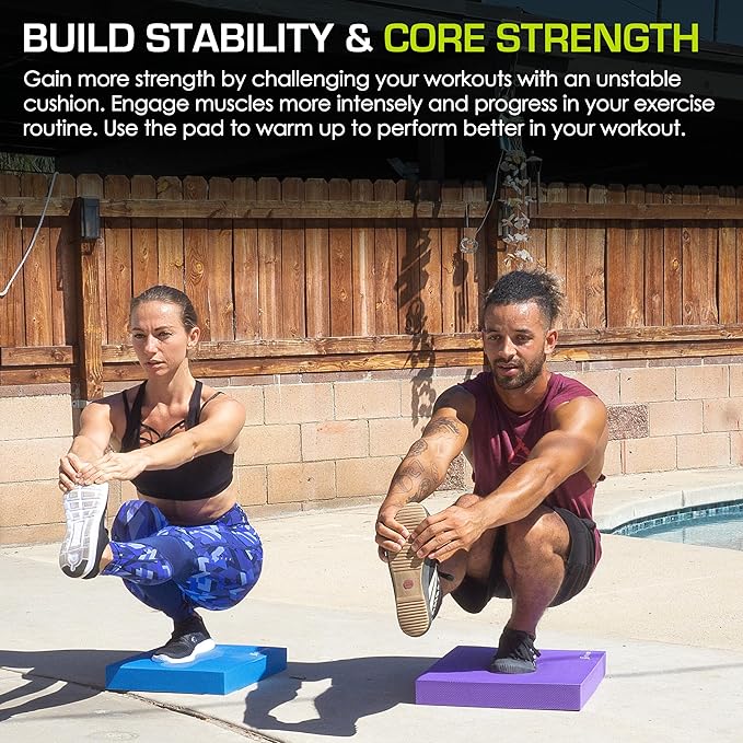 ProsourceFit Exercise Balance Pad ??Non-Slip Cushioned Foam Mat & Knee Pad for Fitness and Stability Training, Yoga, Physical Therapy