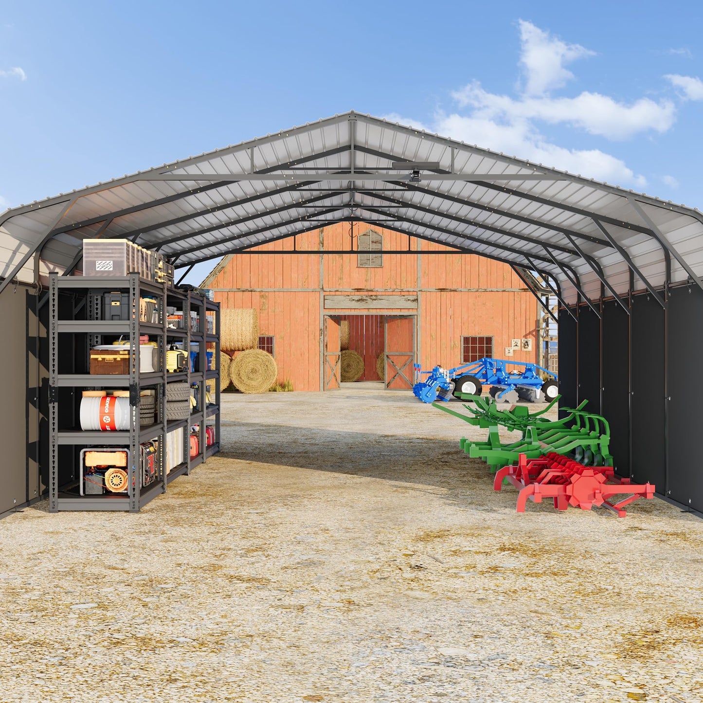 Garvee 20x25ft Heavy Duty Metal Carport, 2-Car Carport Kit with Solar Lights, 500 Sq. Ft. RV Boat Trailer Steel Garage Shelter