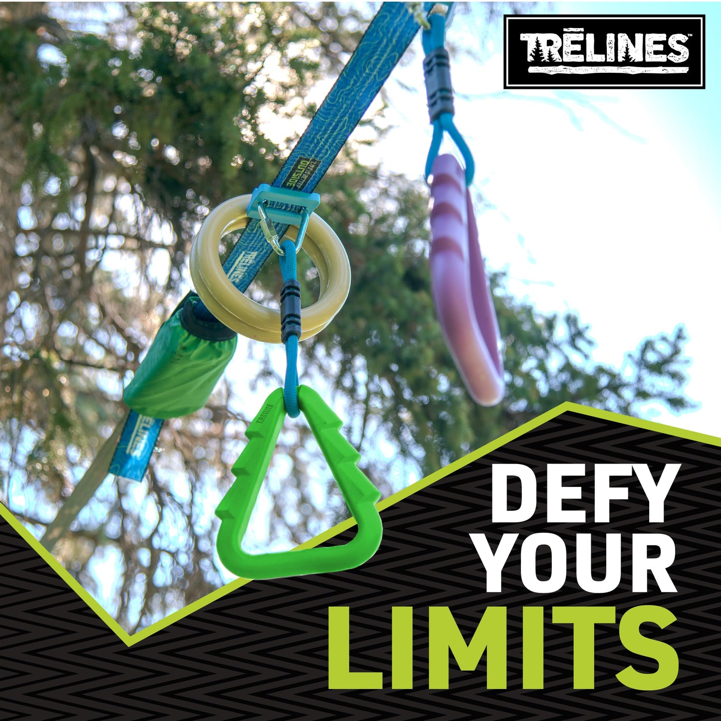 Trelines 36ft. Ninja Adventure Kit, Slackline Obstacle Course and Outdoor Playground Set - 8 Ninja Warrior Accessories - Monkey Bars for Backyard, Kids Outdoor Play Jungle Gym - Ages 5+ Holds 250lbs