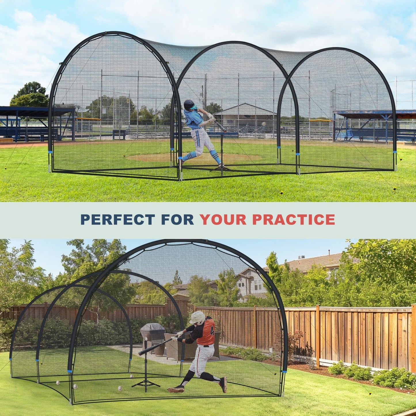 SHANTRA Batting Cage with Frame and Net, 13ft & 22ft Baseball Batting Cage for Backyard, Baseball & Softball Hitting Cage Netting for Outdoor Hitting & Pitching Practice,22×13×9ft