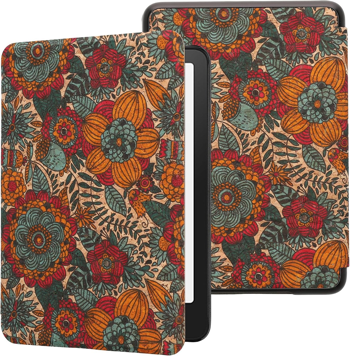 kwmobile (2022/2024) Summer Cork Case Compatible with Amazon Kindle - Book Style Protective e-Reader Flip Cover Folio