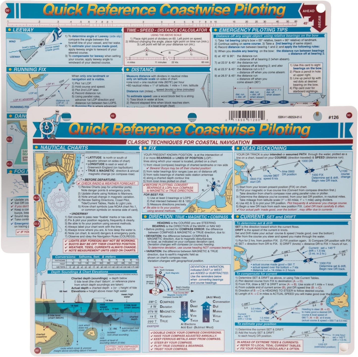 Davis Instruments Coastwise Piloting Quick Reference Card - Classic Techniques for Costal Navigation - Boat Piloting