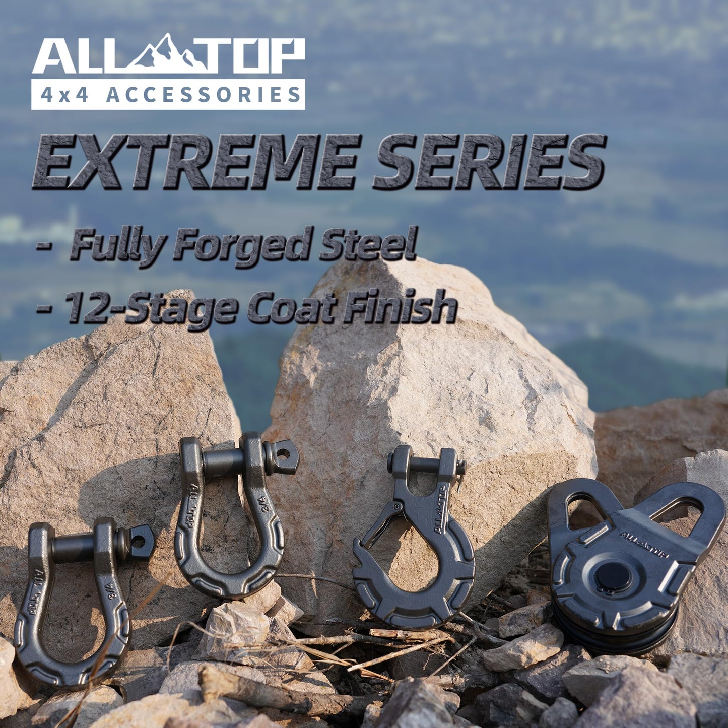 ALL-TOP Forged Snatch Block (18 Ton Work Load) Extreme Recovery Winch Pulley System for Synthetic Rope or Steel Cable, Forged E-Coated