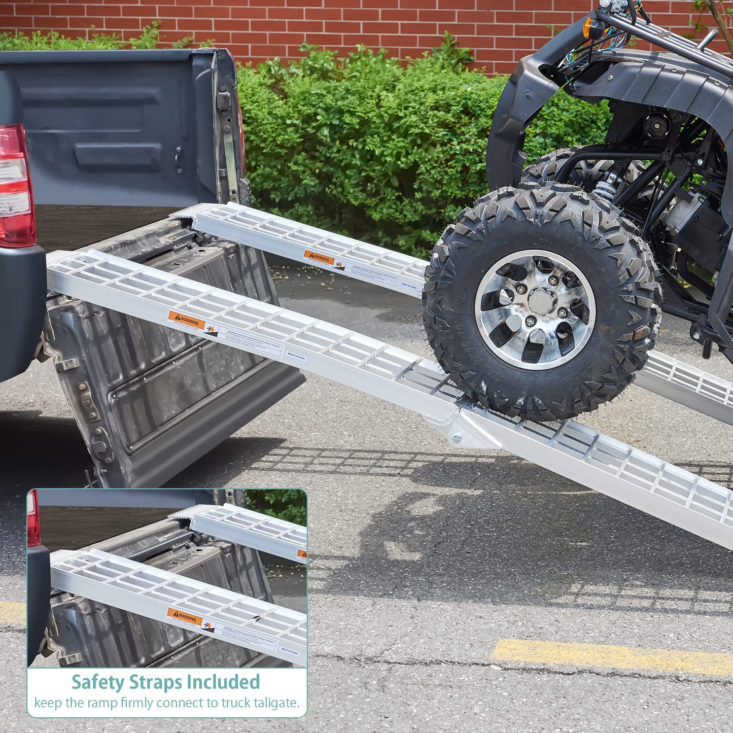 KOLOTOOL 7.5 FT Heavy Duty Aluminum Folding Loading Ramp for Pickup Trucks, 3000 lbs Capacity Truck Loading Ramps for Motorcycles, ATV, UTV Lawn Mowers,Tractors & Golf Carts, 90" Lx12 W (2 Pack)