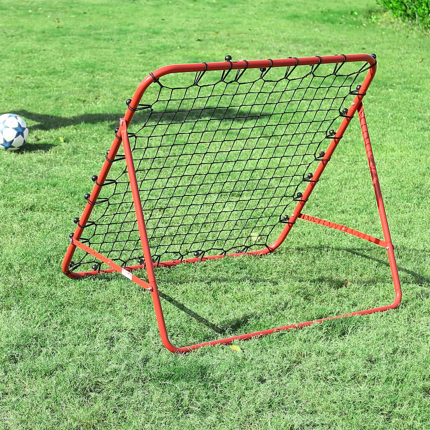 Amazing Tour Adjustable Soccer Rebound Net | Soccer Trainer with Steel Frame | Portable Folding Rebounder for Passing & Shooting Practice | Outdoor Sports Equipment for Youth & Adult, Red