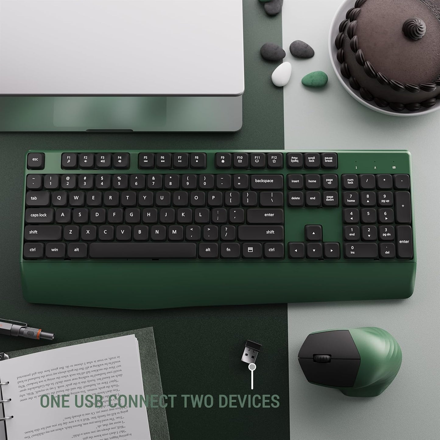 MPTOG Chipset, Ergonomic Keyboard and Mouse Combo with Wrist Rest, BK Full-Size Colorful Office Keyboard and Mouse