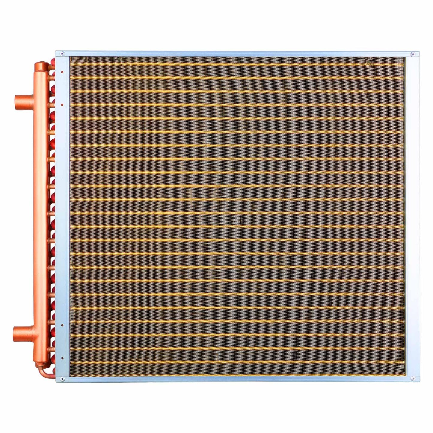 VEVOR Water to Air Heat Exchanger, 24 x 24 in Finned Tube HVAC Heat Exchanger Coil with Copper Tubes & Aluminum Fins, 225K BTU Output for Outdoor Wood Furnace, Hydronic Heating & Cooling Systems