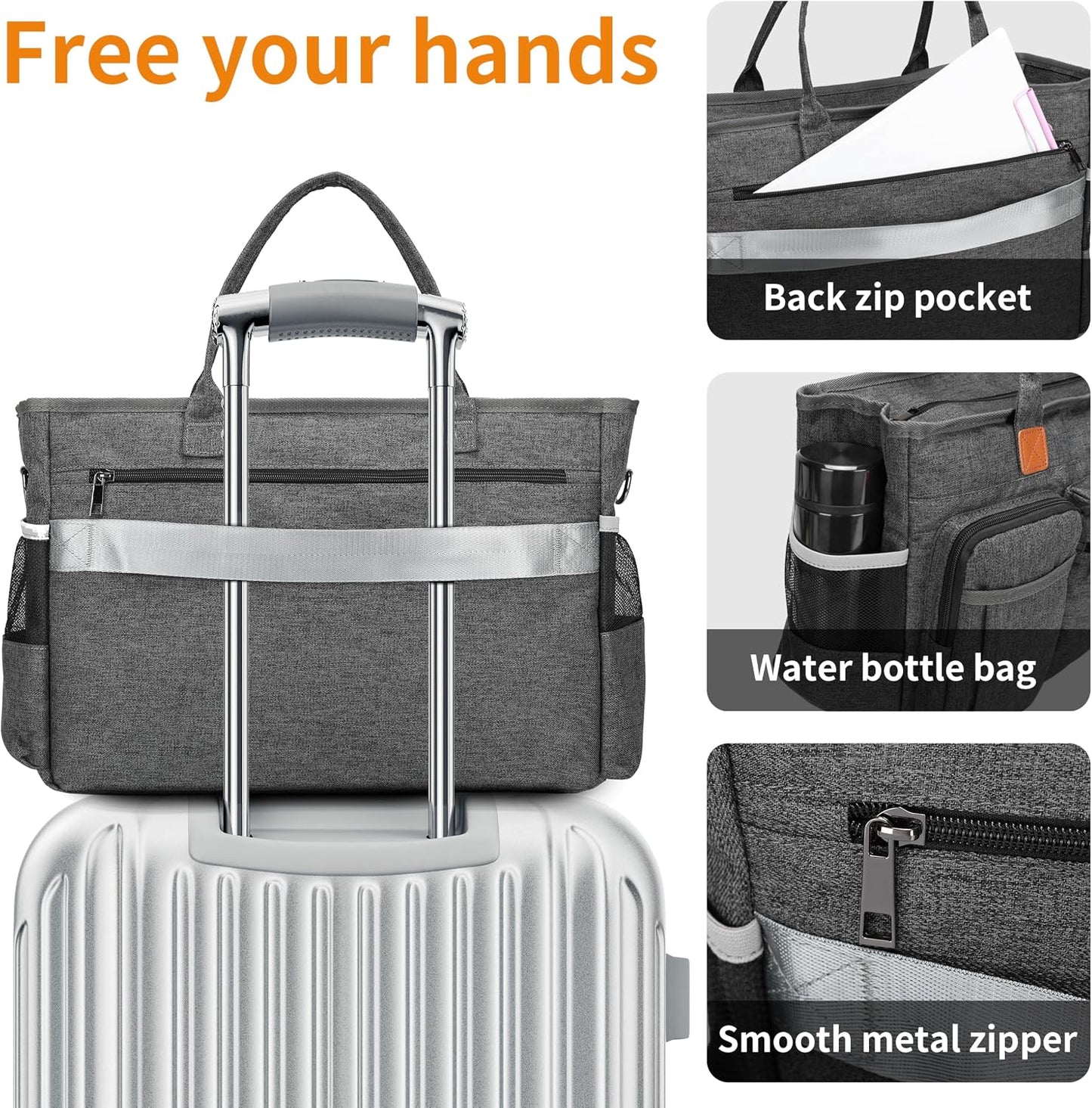 15.6 Rabjen Nurse Tote Bag for Work with Padded Laptop Sleeve, Medical Supplies Shoulder Bag for Home Health Care