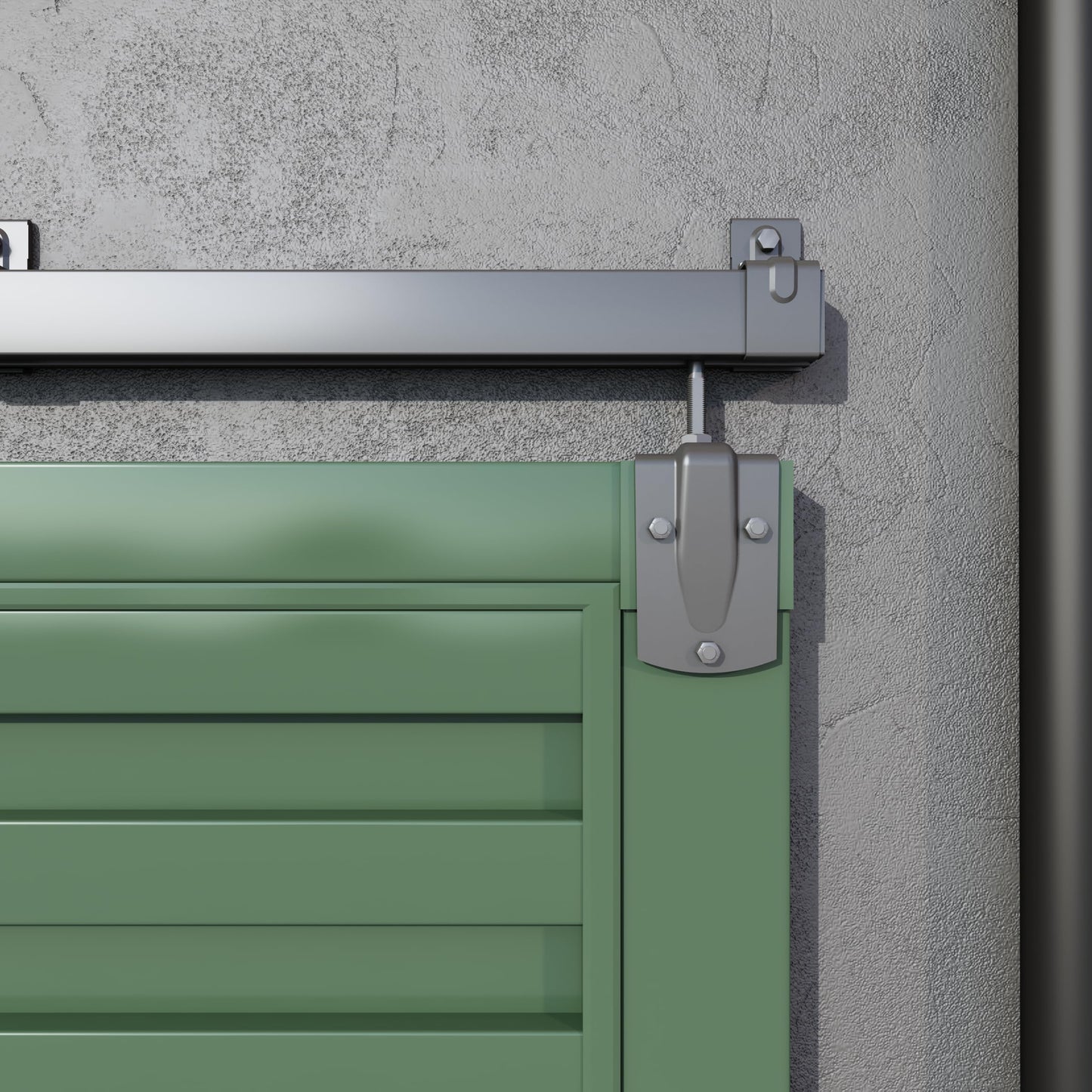 HARDJULAN 12FT Heavy Duty Box Rail Exterior Sliding Barn Door Hardware Kit, 450 lbs Capacity, Black Powder Coated Finish,Kit for Outdoor,Fit MAX 1 Door Width 72in