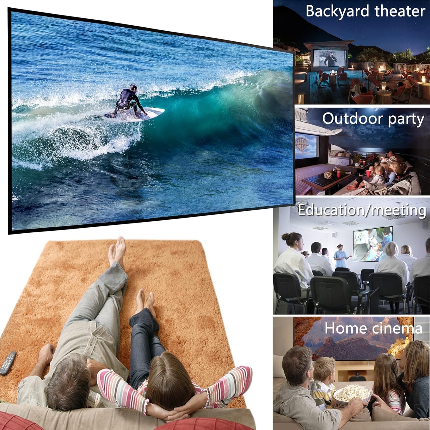 Yandood 16:9 4K (70 inch) Foldable Projector Screen with Stainless Steel Telescopic Rod Combination Frame HD