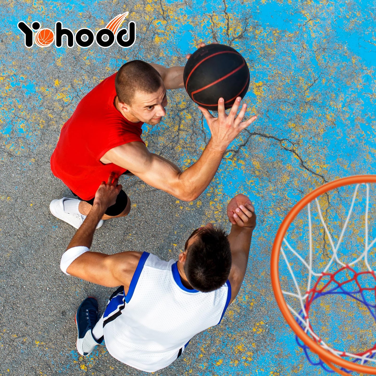 Yohood Basketball Hoop Outdoor 10ft Adjustable, Portable Basketball Hoop Goal System for Kids Youth and Adults in Backyard/Driveway/Indoor, 44 Inch Shatterproof Backboard and Larger Base