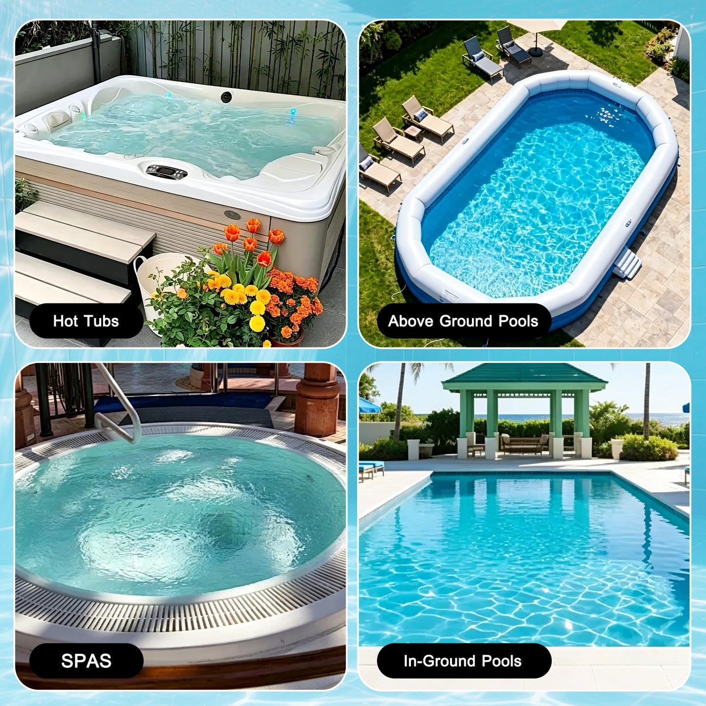 3-in-1 Cordless Pool Vacuum for Above Ground Pool, Handheld Spa Hot Tub Vacuum with 3 Brush Heads, 9.25 GPM Powerful Suction, 70 Mins Running Time, 6.04Ft Max Working Depth, Ideal for Leaves, Debris