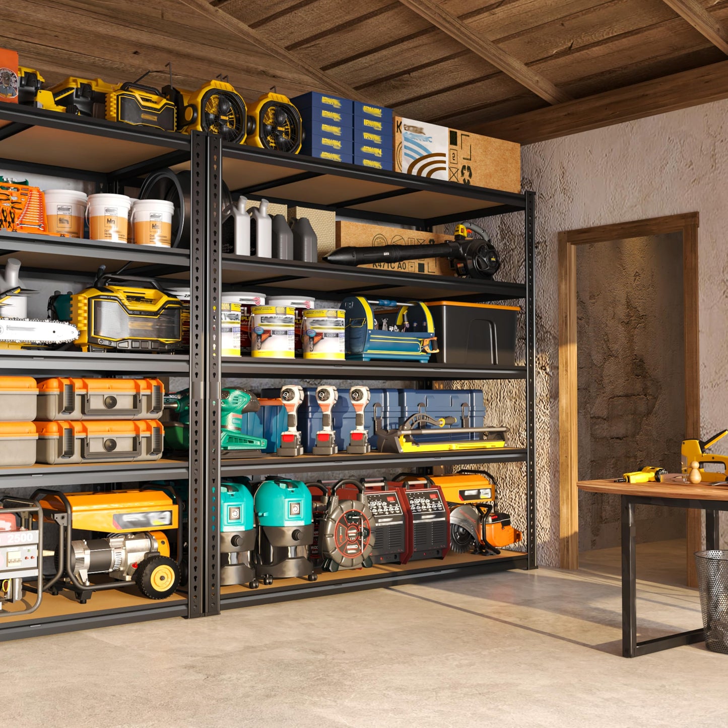 48" W Garage Shelving Heavy Duty 2800LBS Garage Storage Shelves, 5 Tier Adjustable Metal Shelving Unit Utility Rack Shelf for Warehouse, Pantry, Closet, Kitchen Industrial72" H x 48" W x 18" D, Black