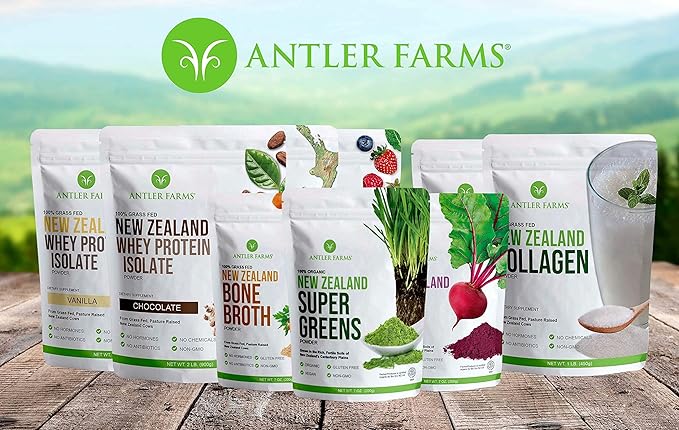 Antler Farms - 100% Grass Fed New Zealand Whey Protein Isolate, Chocolate Flavor, 2 lbs - Pure and Clean, 4 Ingredients, Delicious, Cold Processed