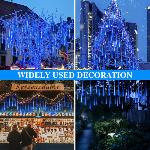 Meteors Shower Lights - 192 LED Falling Rain Lights | 11.8-Inch Waterproof Blue Outdoor Decor