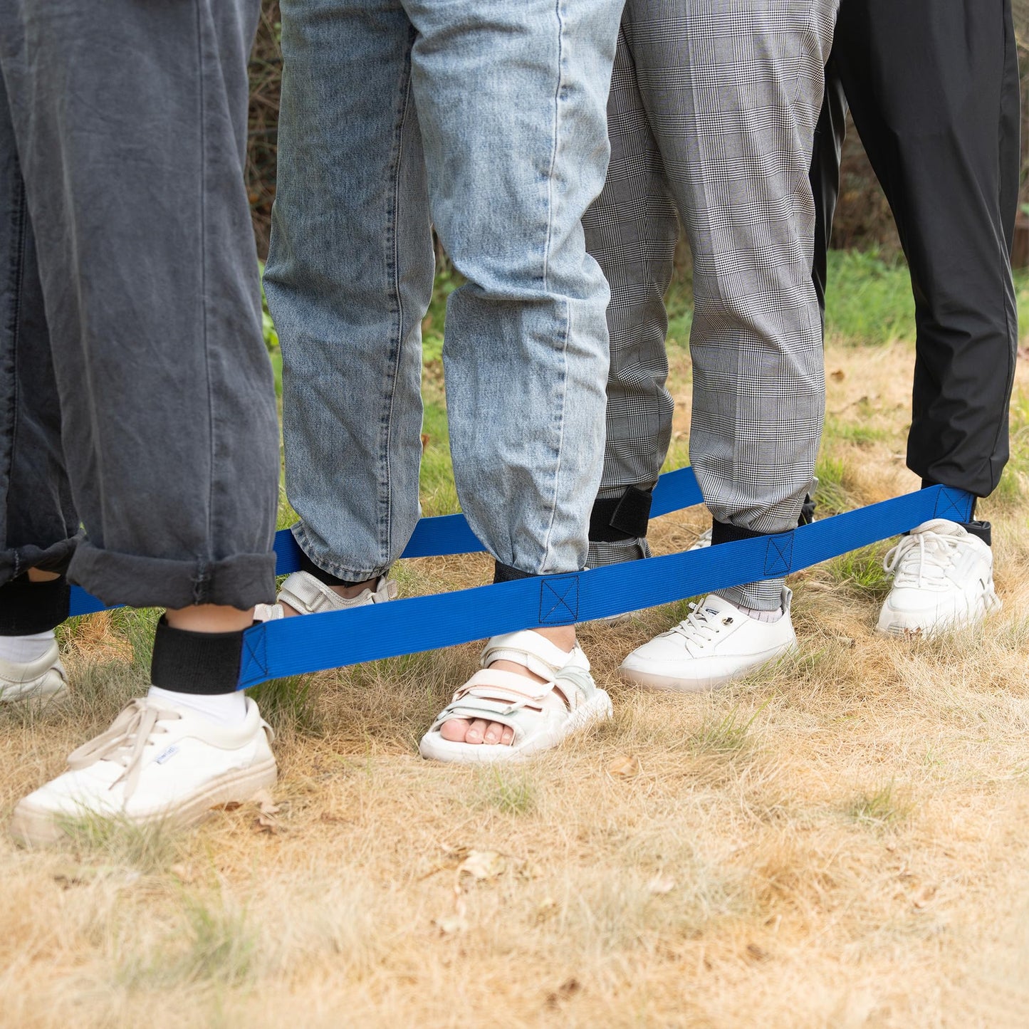 InstaBottle 3 Legged Race Bands, Field Day Games for Adults, Outdoor Games for Carnival, Family Reunion & Backyard Party,Team Building Relay Race for 6 Players (2pk, Blue & Red)