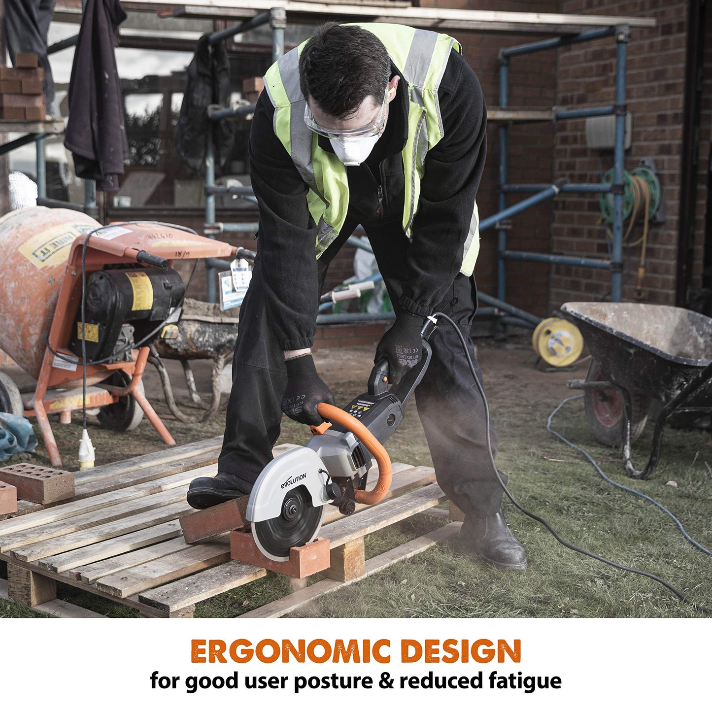 VEVOR Demolition Jack Hammer (2200W) + Evolution R230DCT - 9 in Concrete Saw Bundle with 2 Chisels Bit Chipping