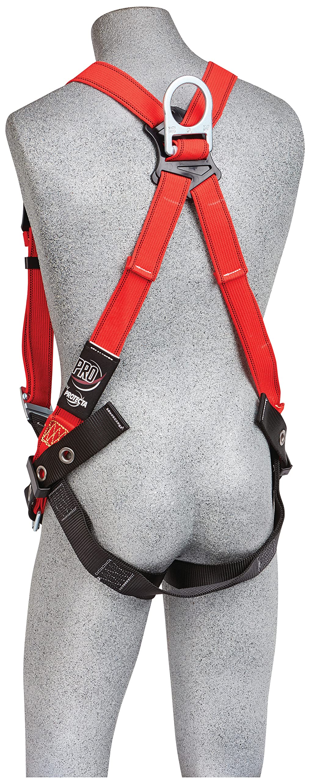3M Protecta PRO 1191383 Fall Protection Full Body Welders Harness, With Back D-Ring, Tongue Buckle Legs, 420 Pound Capacity, Medium/Large, Red/Black