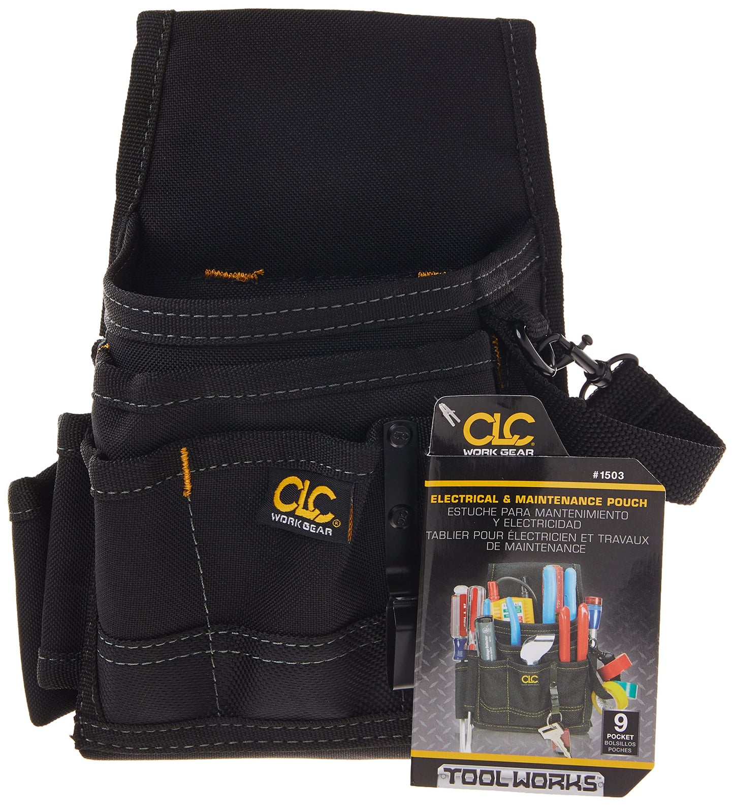 Custom Leathercraft CLC 1503 Small Electrical Maintenance Pouch , Black , 9 POCKET