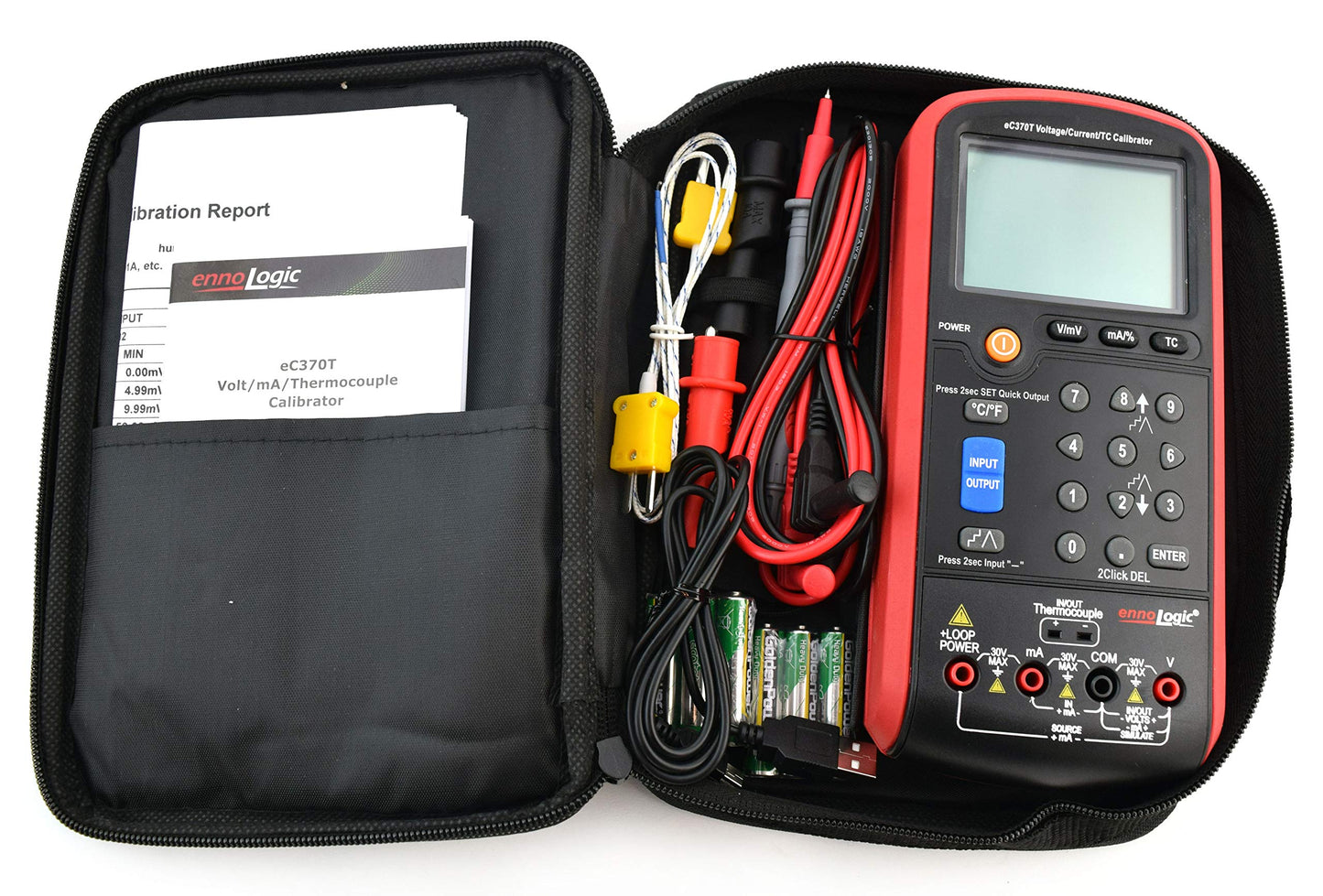 eC370T Volt mA Thermocouple Loop Process Calibrator by ennoLogic – 0-20V and 4-20mA V/mV/mA and Temperature Signal Generator, Meter and Simulator for Transmitters, Current Loops, and PLC