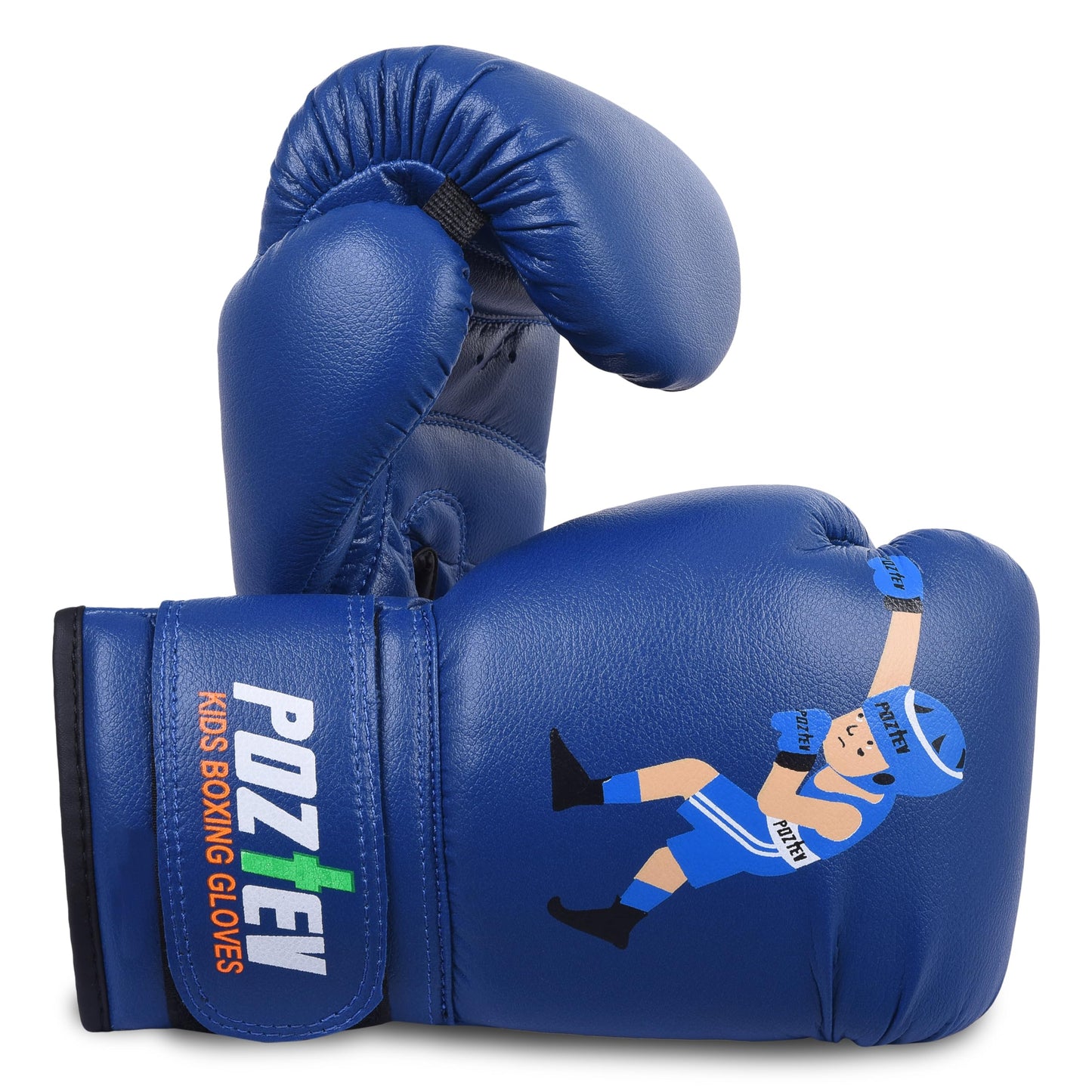POZTEV Youth Boxing Gloves for Kids Ideal for Boxing, Kickboxing, Muay Thai, UFC, MMA - Beginner Junior Heavy Punching Bag Gloves for Children Sparring Training Martial Arts Mitts (Blue,6oz)