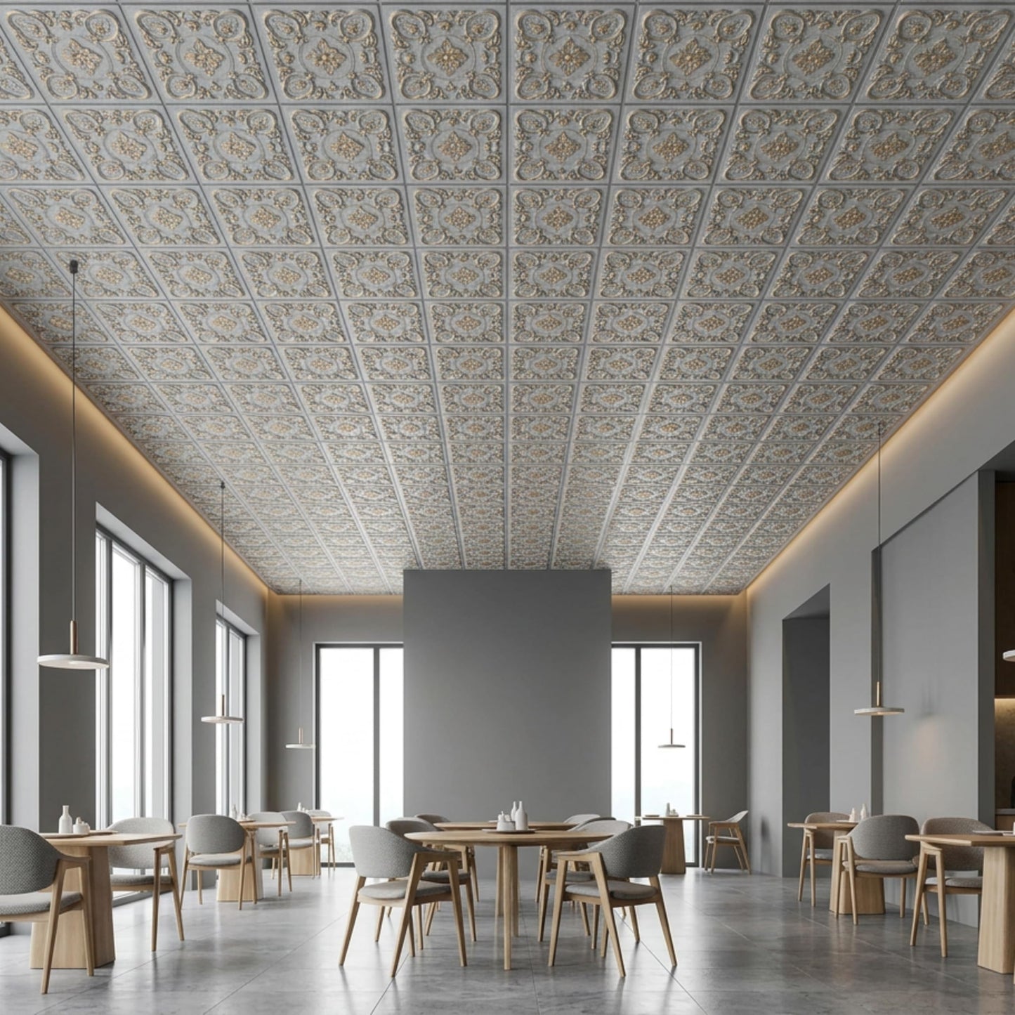 From Plain To Beautiful In Hours DCT30 Gaby PVC 2' x 2' Glue-up or Lay-in Ceiling Tile (Covers / 200 sq.ft), Weathered Copper, 50 Piece