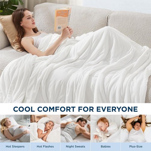 Bedsure Cooling Comforter - King Size GentleSoft Moisture-Wicking Blanket for Hot Sleepers | Breathable Dual-Sided Duvet, White 102x90 Inches