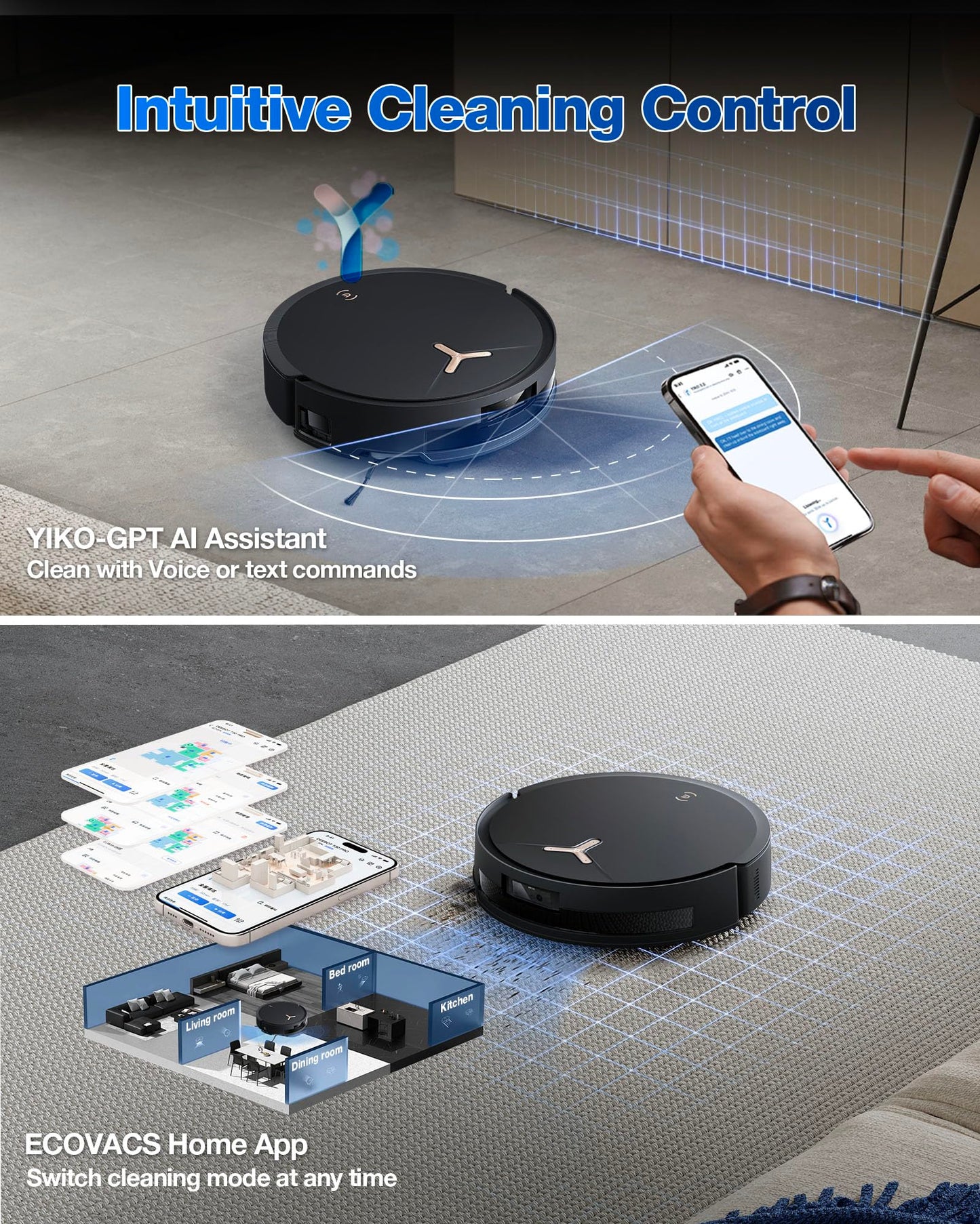 ECOVACS DEEBOT T50 MAX Robot Vacuum and Mop,18,500Pa Blast Suction,12-in-1 Omni Station,18mm Auto Mop Lift, Zero Tangle, TruEdge Edge Cleaning, Perfect for Pet Hair, Carpets & Hard Floors