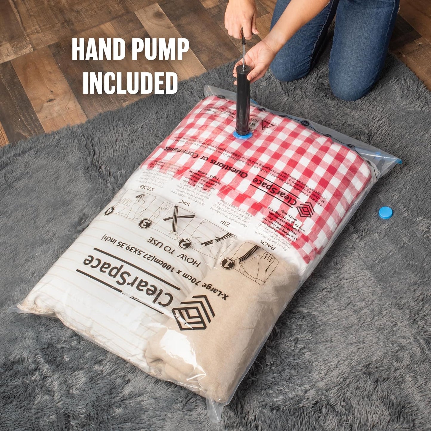 Skiennix Vacuum Seal Bags - Space-Saving Storage for Clothes & Blankets | 10 Small Bags with Hand Pump