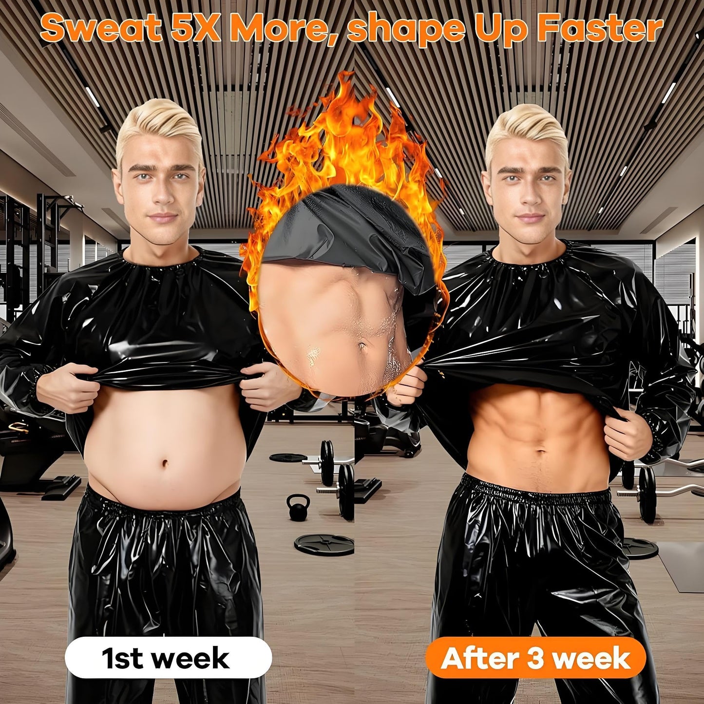 Swibow Heavy Duty Sauna Suit Men Women Weight Loss Exercise Slim Gym Fitness Workout Anti-Rip Sweat Sauna Suits (Black, L)