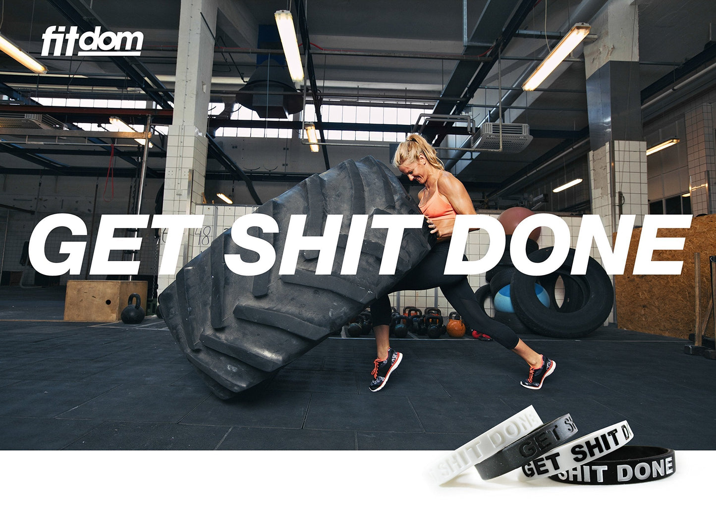 Inspirational Silicone Wristbands for Adults with Custom Embossed Motivational Sayings Get Shit Done. Perfect Inspiration for Fitness, Basketball, Crossfit, Workout & Task