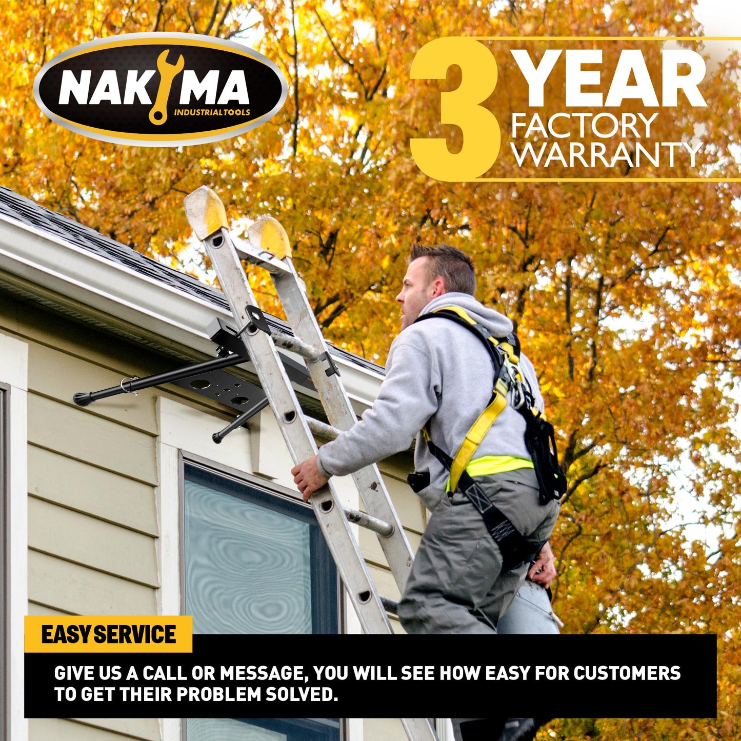 Nakyma Ladder Stabilizer, Ladder Stabilizer for Roof, Wall Ladder Standoff Aviation Grade Aluminium, Adjustable Leg 22-29.5" Ladder Stabilizer withstands 300 LBS Weight Rating
