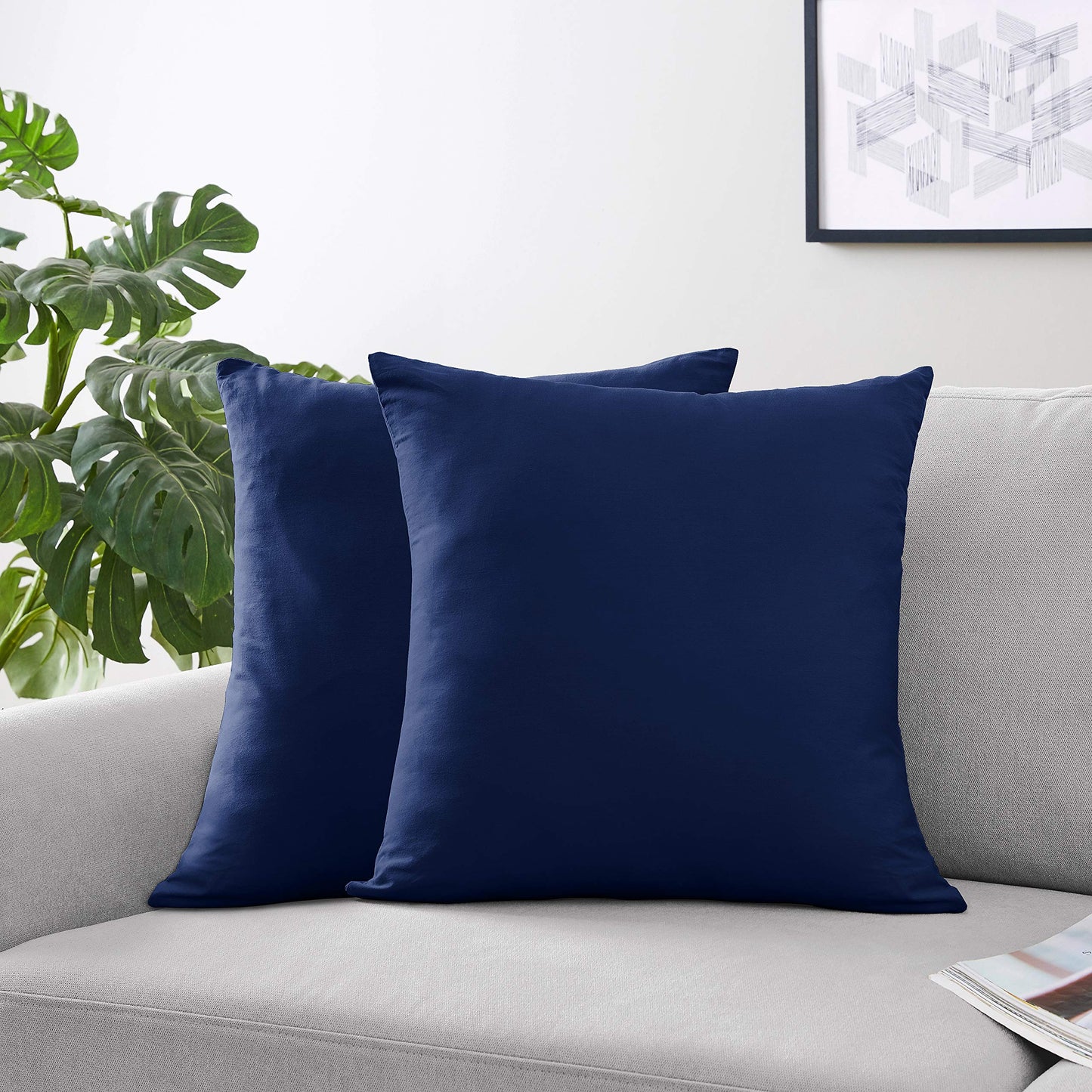 Sweet Jojo Designs Navy Blue Boy Girl Unisex/Gender Neutral Decorative Throw Pillow Covers for Couch Bed Square Home Decor Accent Case Set of 2 18x18 Pillows NOT Included Blue Orange Stripe Collection