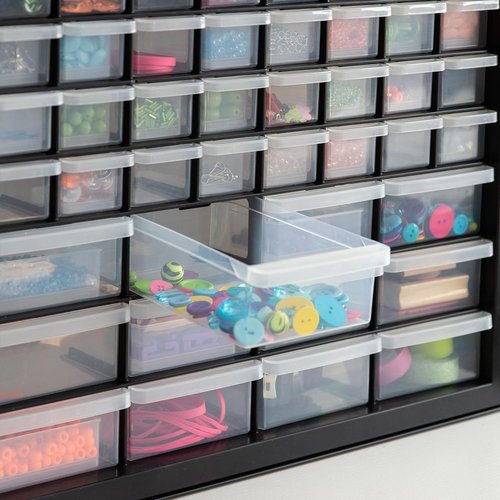 IRIS USA 44-Drawer Storage Cabinet - Stackable Organizer for Screws, Nuts, Bolts & Crafts - Black