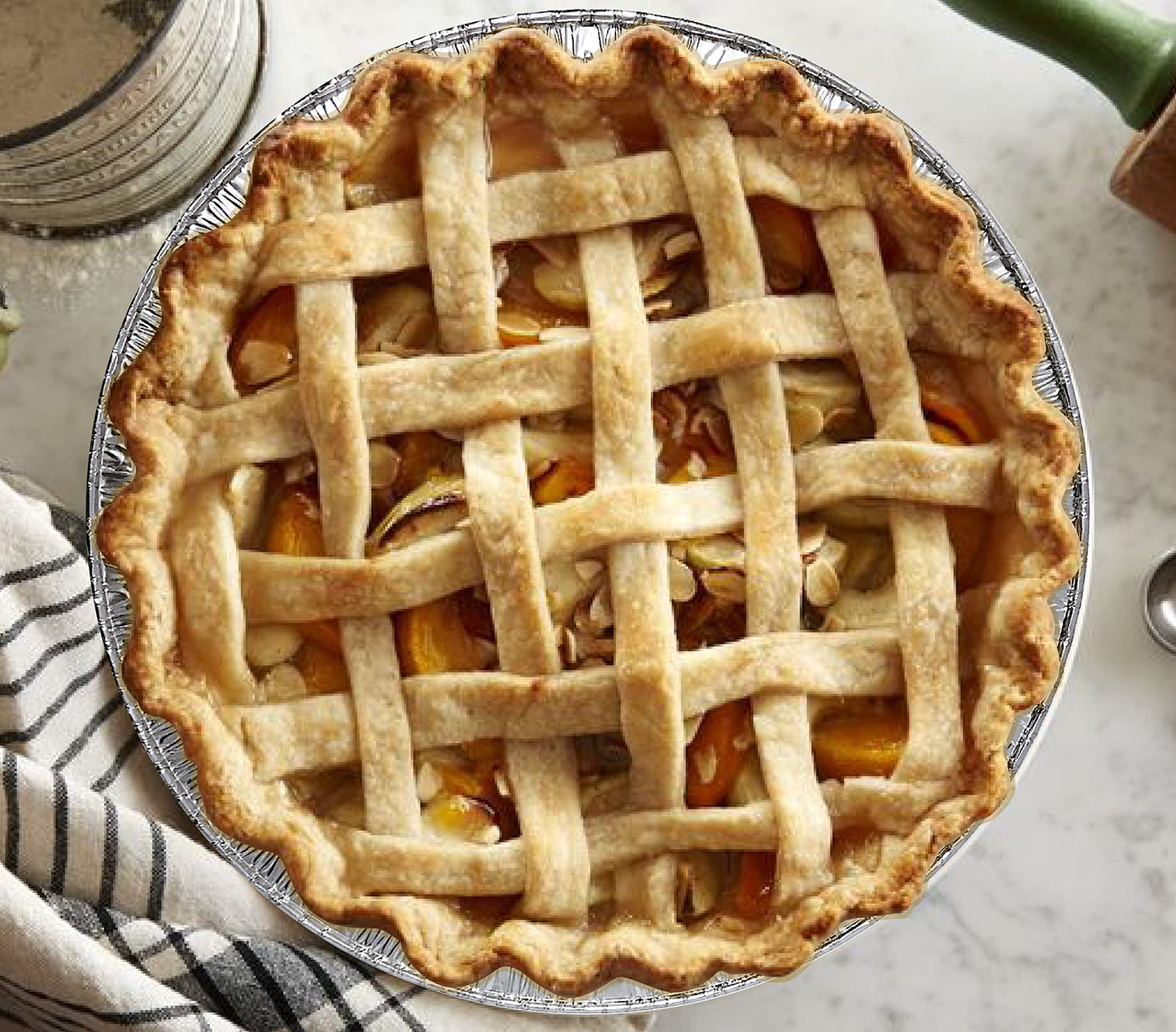 9" Aluminum Foil Pie Tins (25 Pack), Disposable Aluminum Pie Pans, Foil Pans for Baking, Cooking, Freezer Safe, Round Foil Pans, Foil Plates Perfect for Quiche, Tarts, Pies, & Takeout Spare Essentials