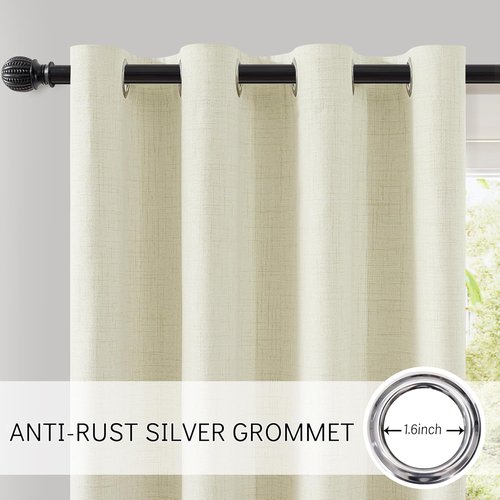 ChrisDowa 100% Blackout Curtains - 63 Inch Linen Grommet Top Drapes for Total Privacy | Beige, 2 Panels