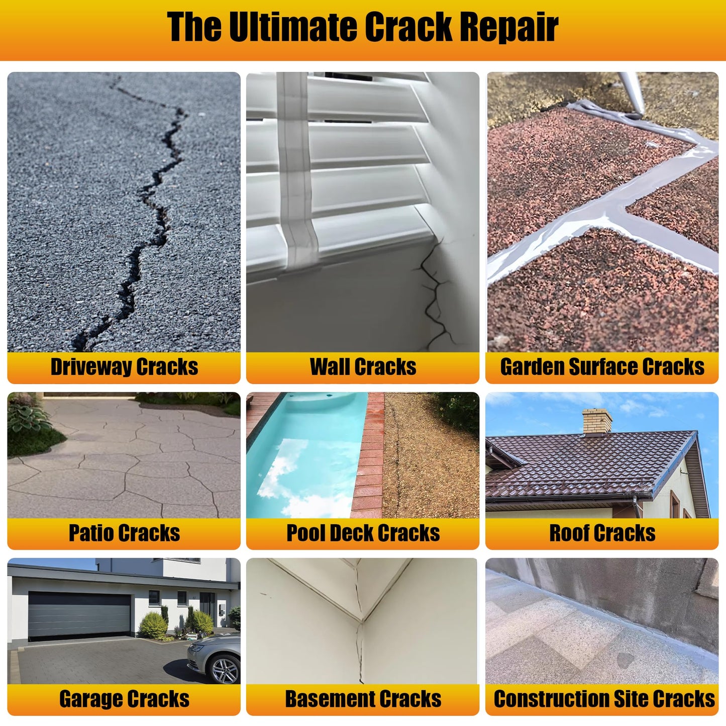 Concrete Crack Filler, 2 PCS Self-Leveling Cement Sealant, Quick-Drying Adhesive Repair for Driveways, Sidewalks, Patios, Outdoor Joint Filler, Gray