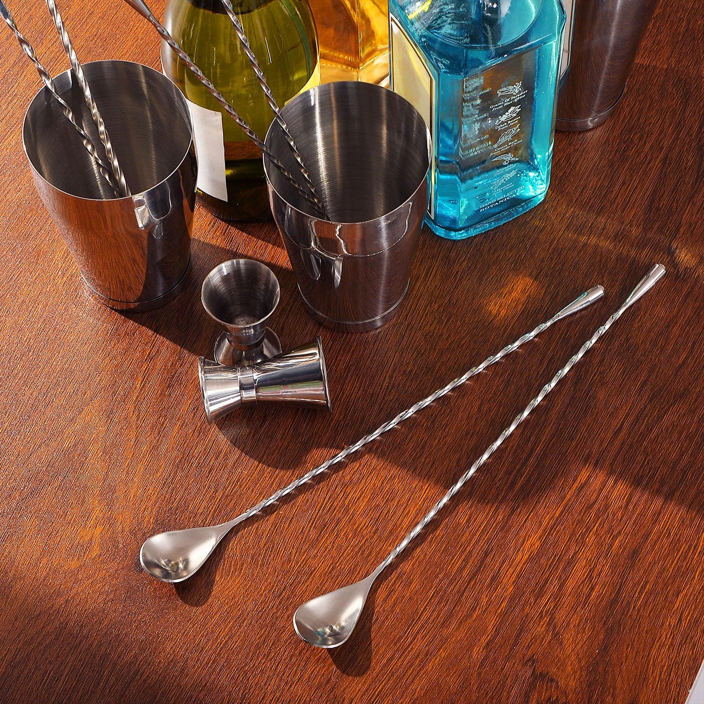 Boao 8 Pcs 12 Inch Cocktail Spoon Coffee Spoons Bar Stirring Spoon Long Handle Stainless Steel Cocktail and Coffee Mixing Tool for Homemade Barista/bartender (Silver)