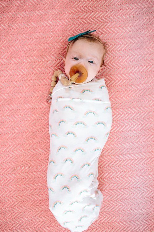 Copper Pearl Large Premium Knit Baby Swaddle Receiving Blanket Rainbows Daydream