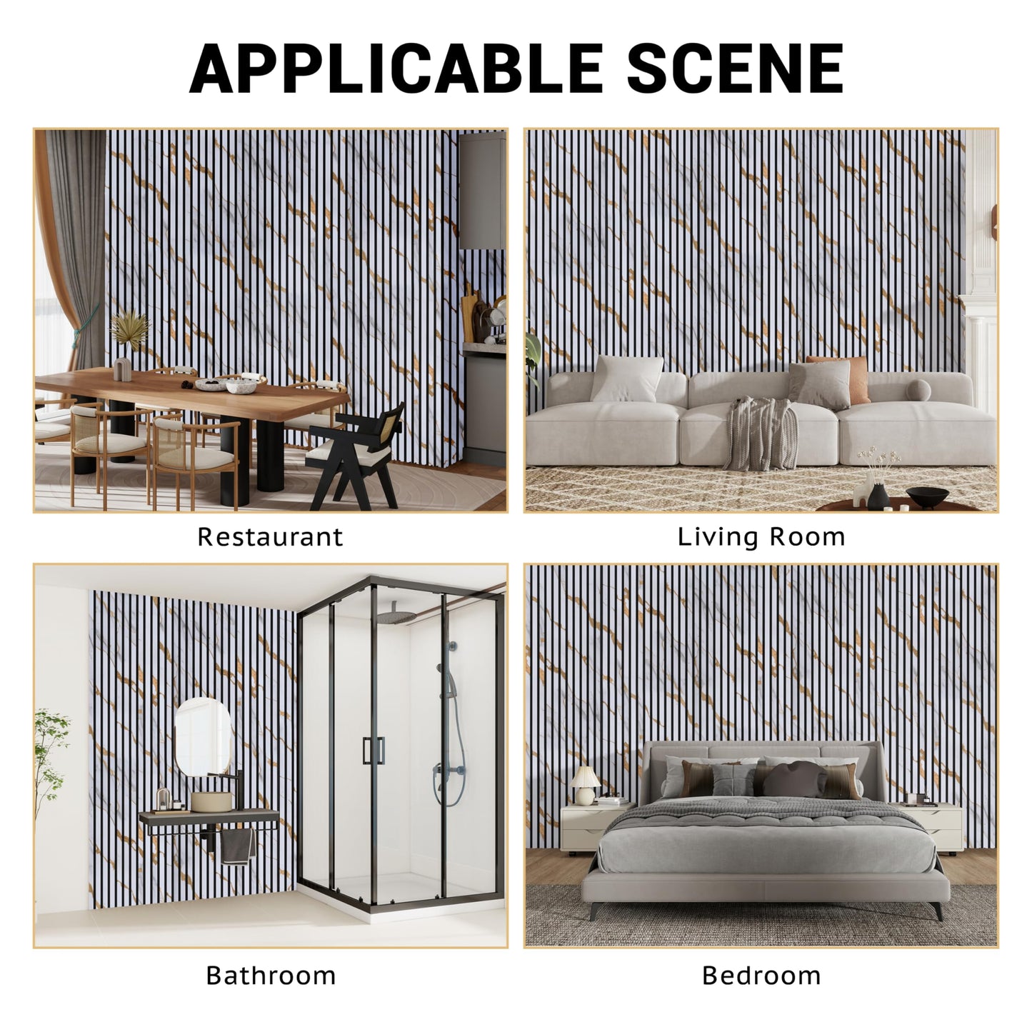 4 Packs Acoustic Wall Panel, 47.2"x23.6" Wood Slat Sound Absorbing Panel, Sound Proofing Panels for Office,Home Theater,Studio, Faux Marble