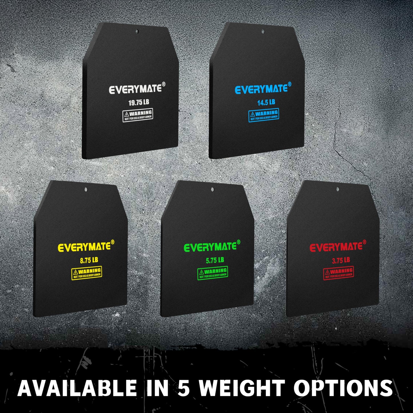EVERYMATE Tactical Weighted Vest Plates – 3.75/5.75/8.75/14.5/19.75LB Pairs – Insert Weighted Vest Plates- Contoured Ergonomic Fit – WODs, Strength Training, Running, Weight Plates for Vest