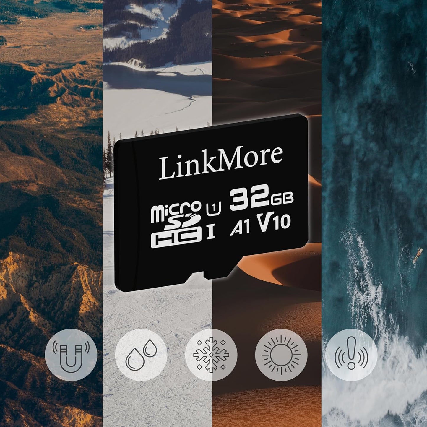 LinkMore XV11 32GB A1, U1, V10, 10 90 MicroSD Flash Memory Card, Micro SDHC Card, UHS-I, Class Compatible, Read Speed