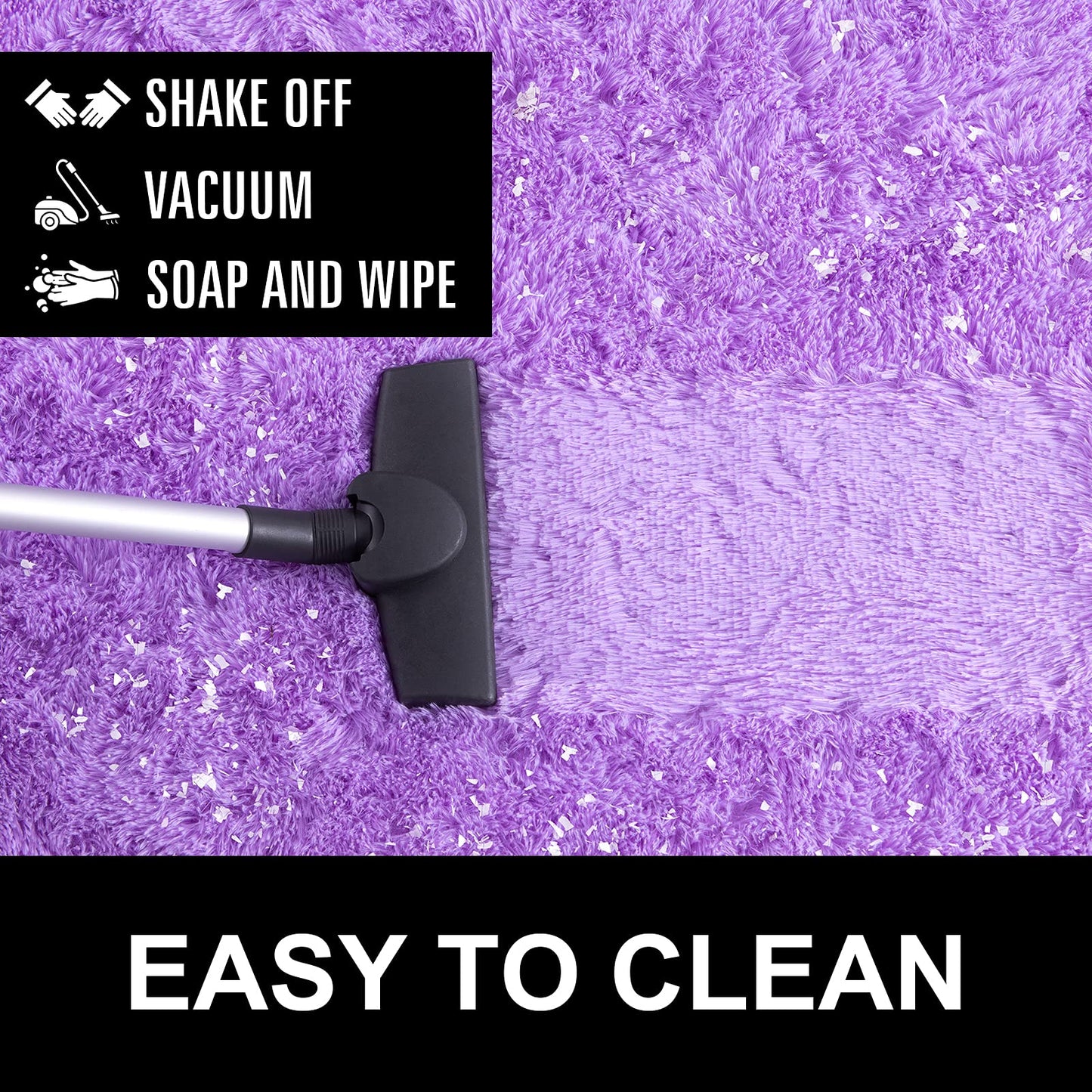 LOCHAS Bedroom Rug 2.6' x 5.3', Purple Fluffy Shaggy Area Rug for Bedroom Bedside, Soft Oval Throw Rugs Carpet for Kids Girls Nursery Living Room Home Decor