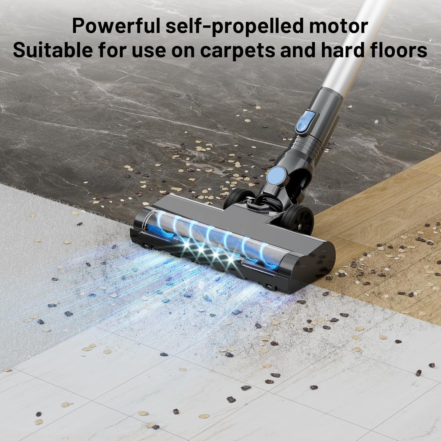 VIPSUN Cordless Vacuum Cleaner - Lightweight 6-in-1 Stick Vacuum with LED Screen for Home Use