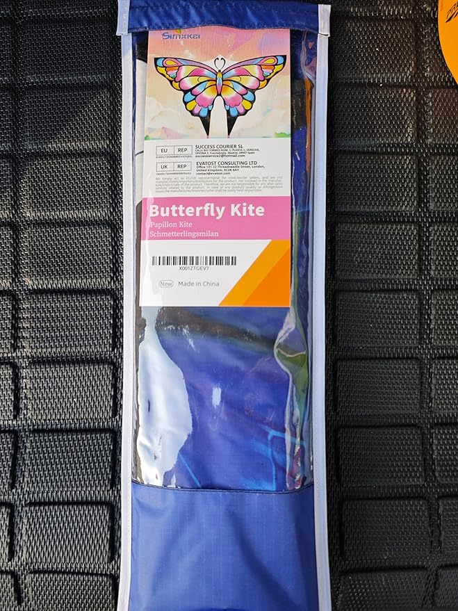 Simxkai Butterfly Kite for Kids & Adults, Easy to Fly Blue Big Kite for Beginners, Line Handle Included (1Pack 2Pack)