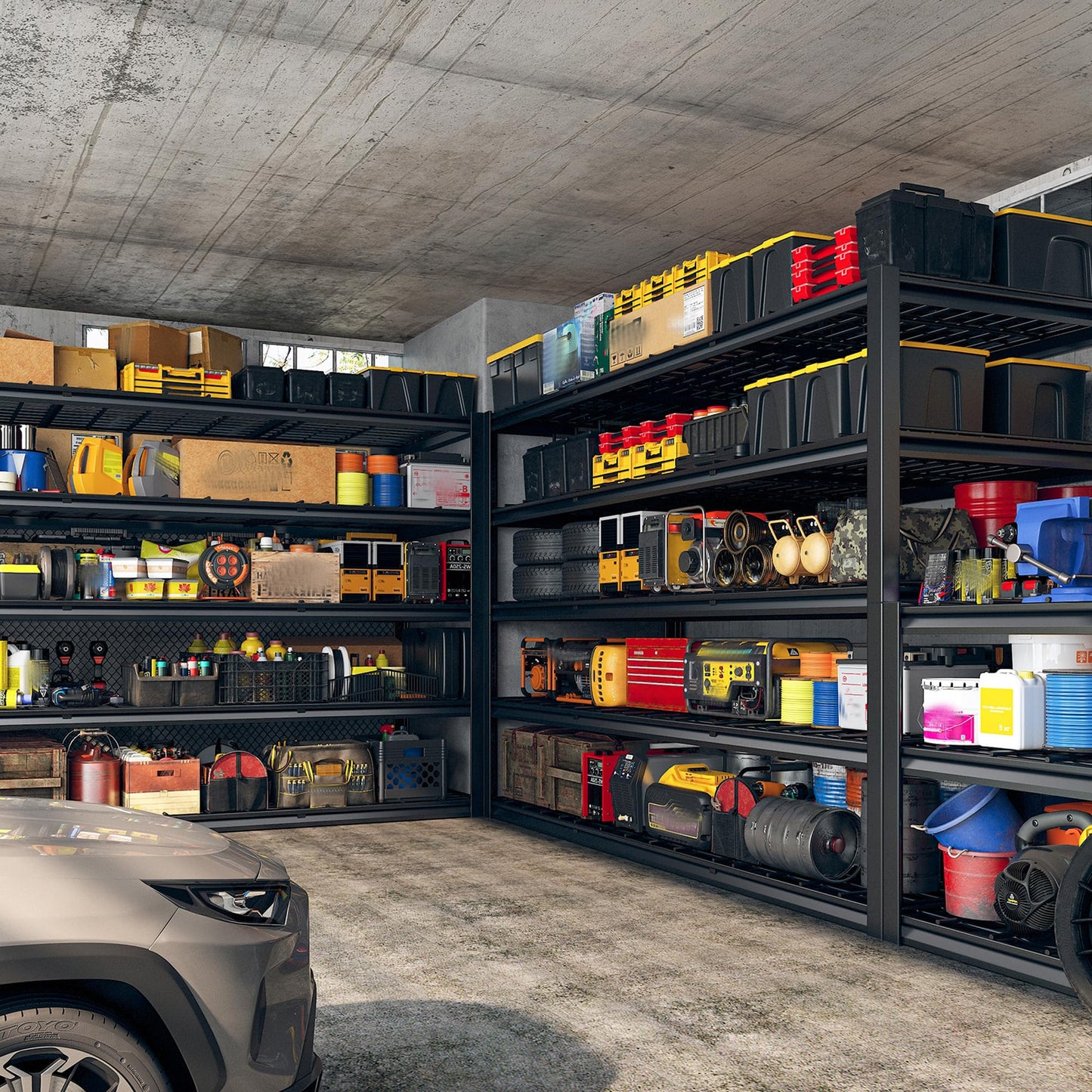 REIBII 60" W Heavy Duty Garage Shelving,3000LBS Storage Shelves Metal Shelving,Adjustable Shelves for Storage Industrial 5 Tier Garage Shelves for Warehouse Basement Pantry60 W x 24" D x 72" H