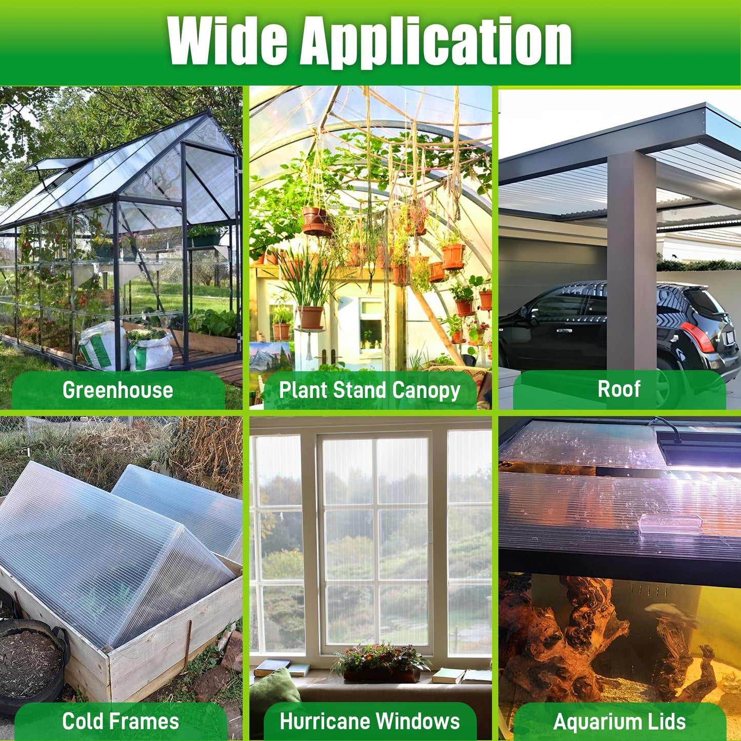 Sinimaka 15 Pack Polycarbonate Greenhouse Panels, 4' x 2' x 0.24'' Twin-Wall Polycarbonate Sheets, Greenhouse Replacement Panels All Weather Clear Roof Panels