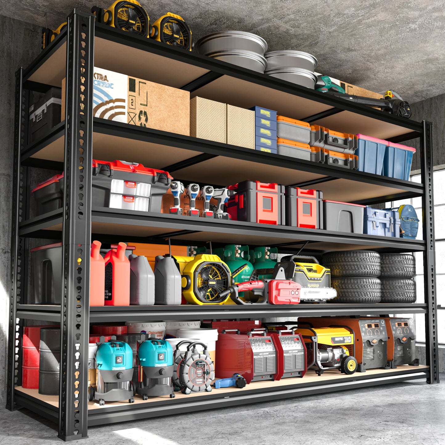 ROOMFAVE 60" W Garage Shelving 72" H Metal Shelving 3500LBS Storage Shelves Heavy Duty 5 Tier Adjustable Shelving Unit for Storage Rack Pantry Shelf Industrial Commercial,60" W x 18" D x 72" H
