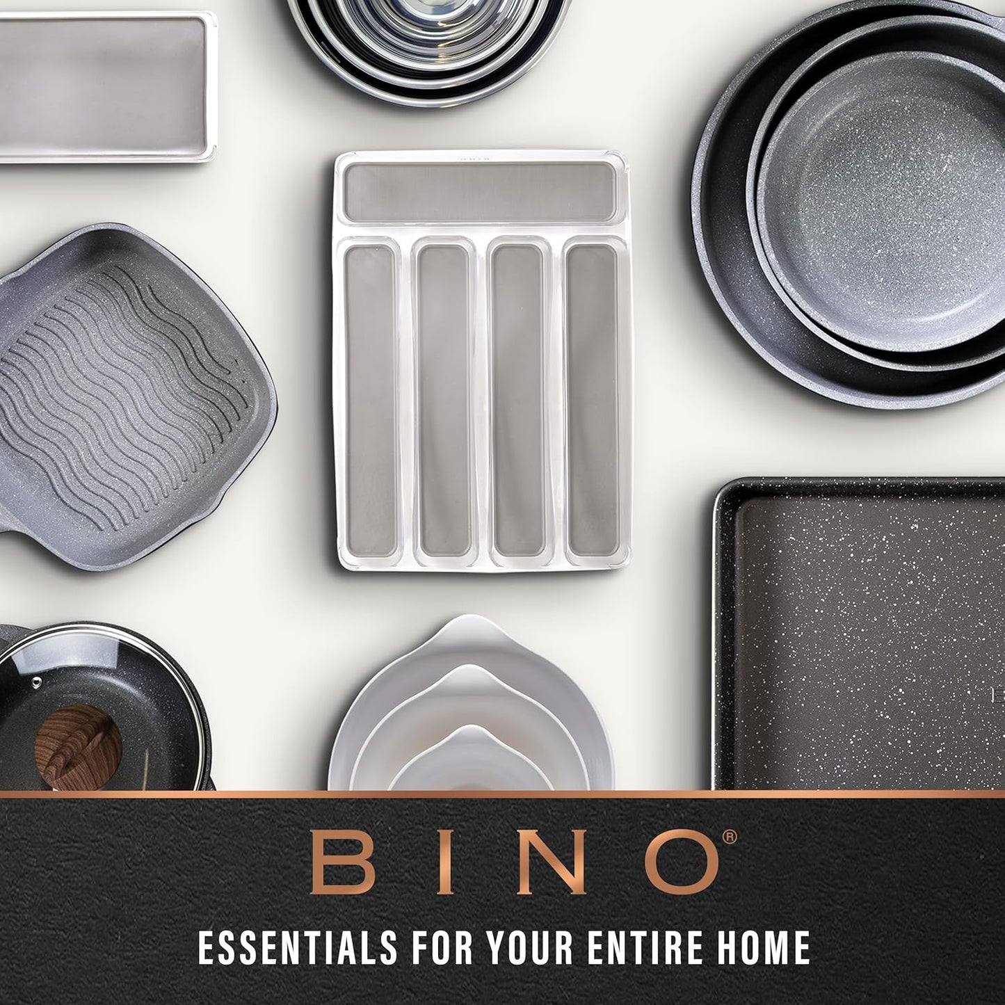 BINO Woven Plastic Basket - Stylish Natural Grey XS, 5-Pack | Space-Saving Home Organization