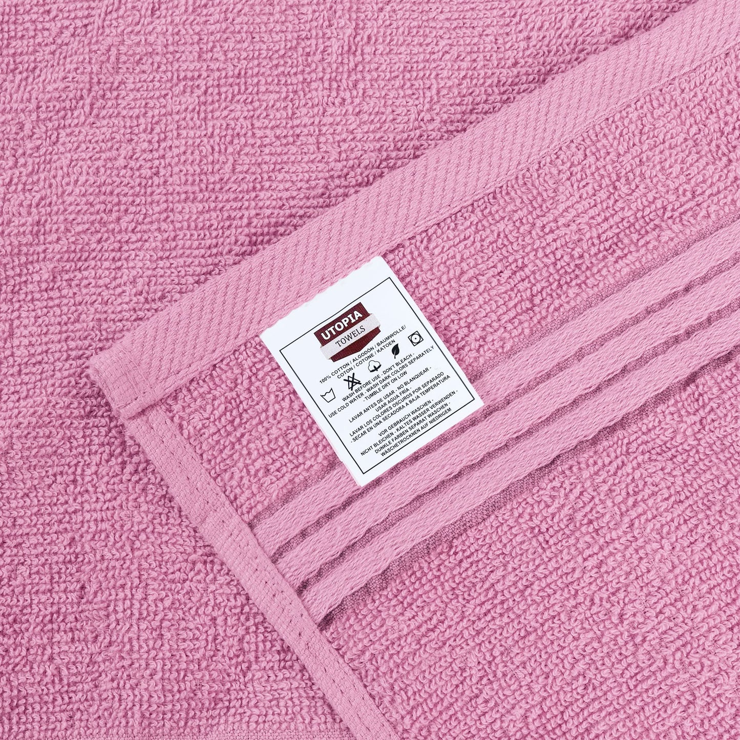 Utopia Towels 12 Pack Premium Wash Cloths Set, 12 by 12 Inches, 100% Cotton Ring Spun, Highly Absorbent and Soft Feel Washcloths for Bathroom, Spa, Gym, and Face, Pink